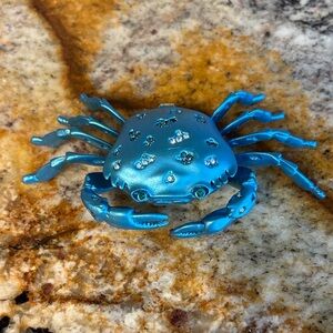 Blue Crab Figurine -Trinket Box with Glittery Stone Accents